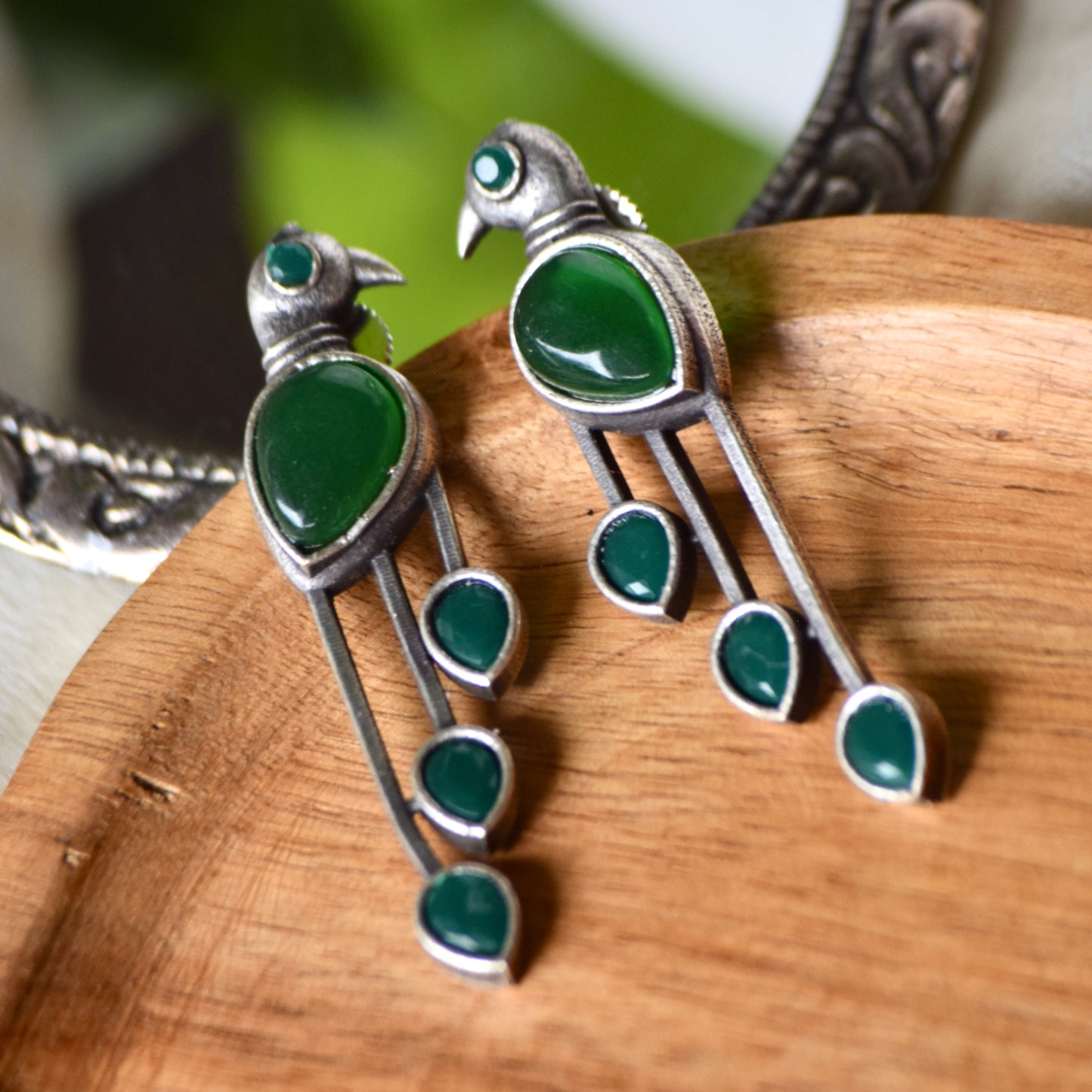 Monalisa Stone peacock Earrings - Bloom - By Sushmita