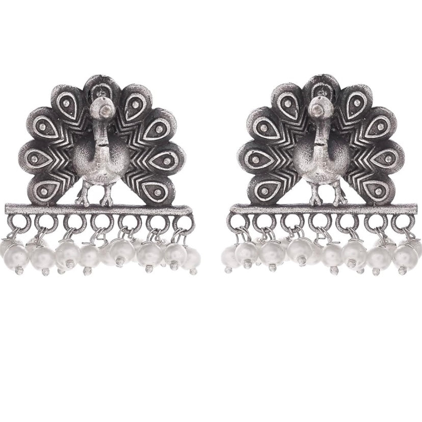 Dancing Peacock Stud Earrings - Bloom - By Sushmita
