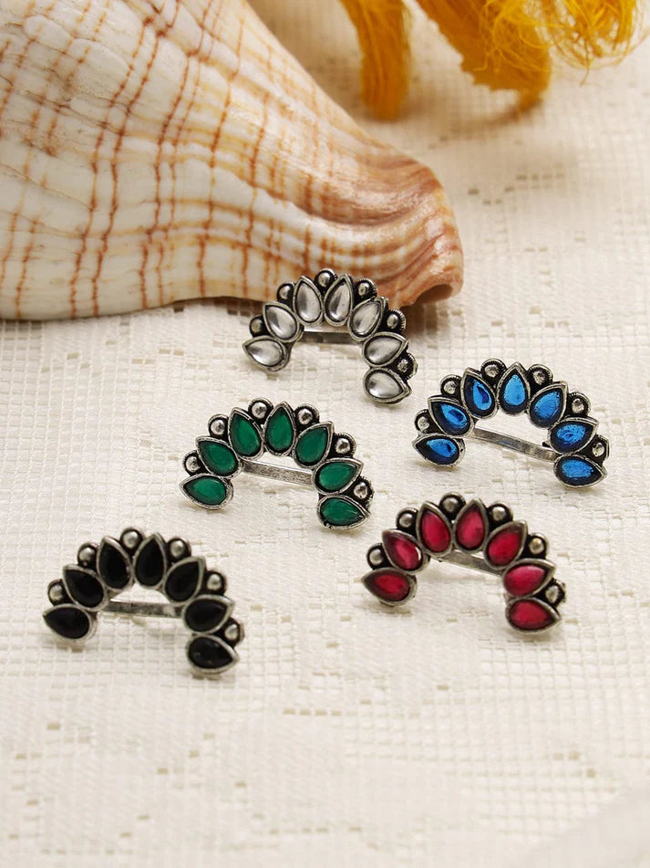 Maharashtrian Nath nose Ring | set of five assorted color - Bloom - By Sushmita