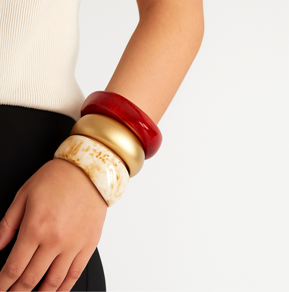 Resin Bracelet Stack / kada 3- piece set