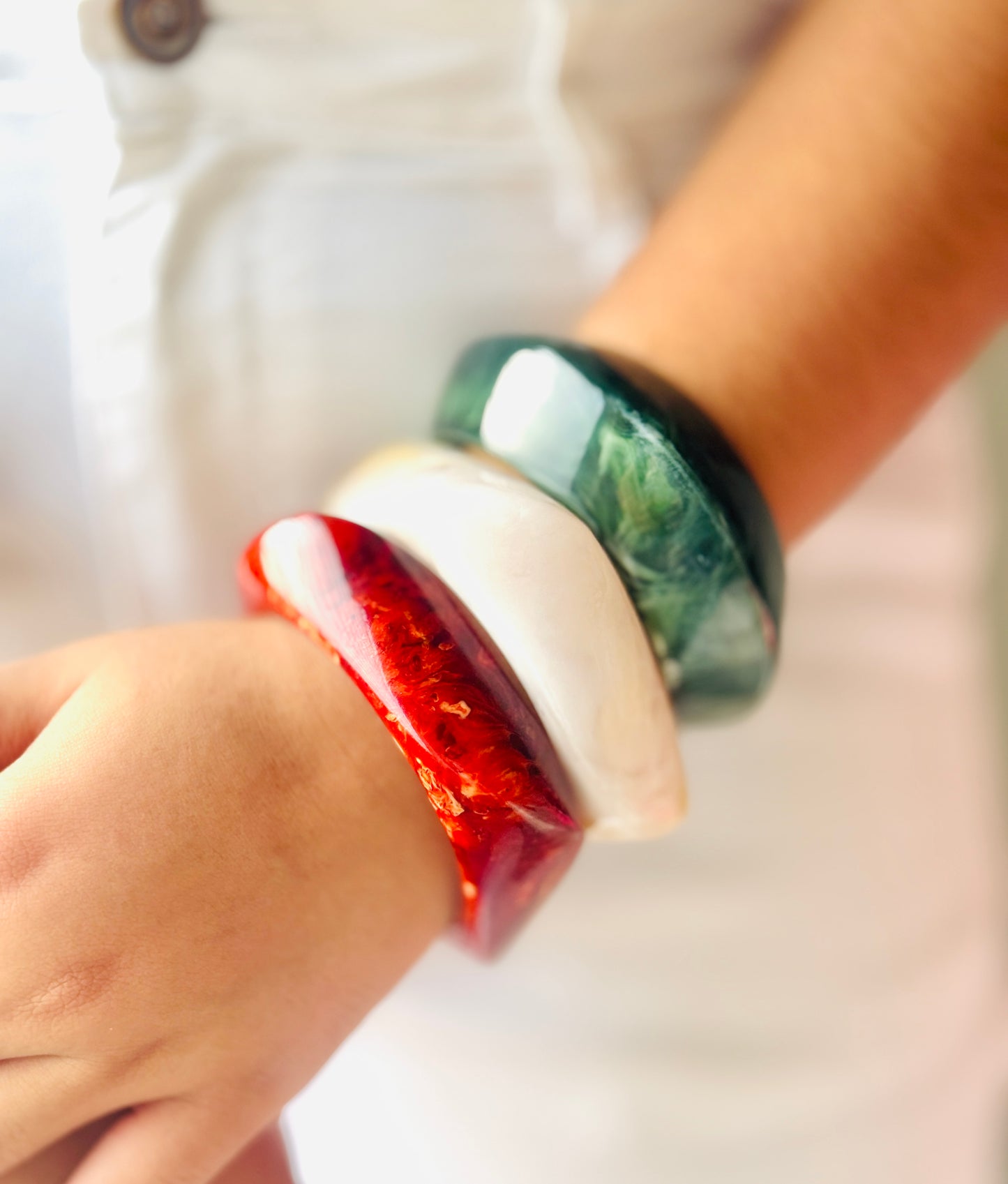 Resin Bracelet Stack / kada 3- piece Set colorful