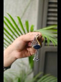 Dual tone peacock Monalisa Stone Earrings with tassel Ghungru
