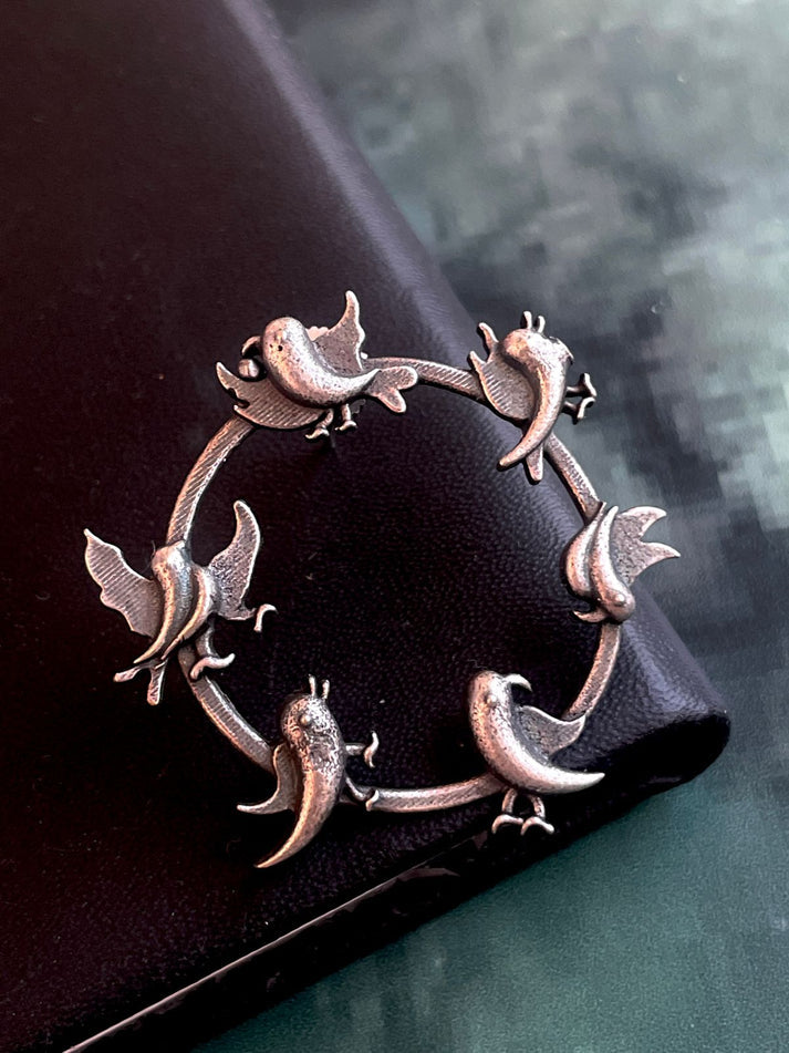 Silver Dancing bird Hoop with Studs Earrings - Bloom - By Sushmita