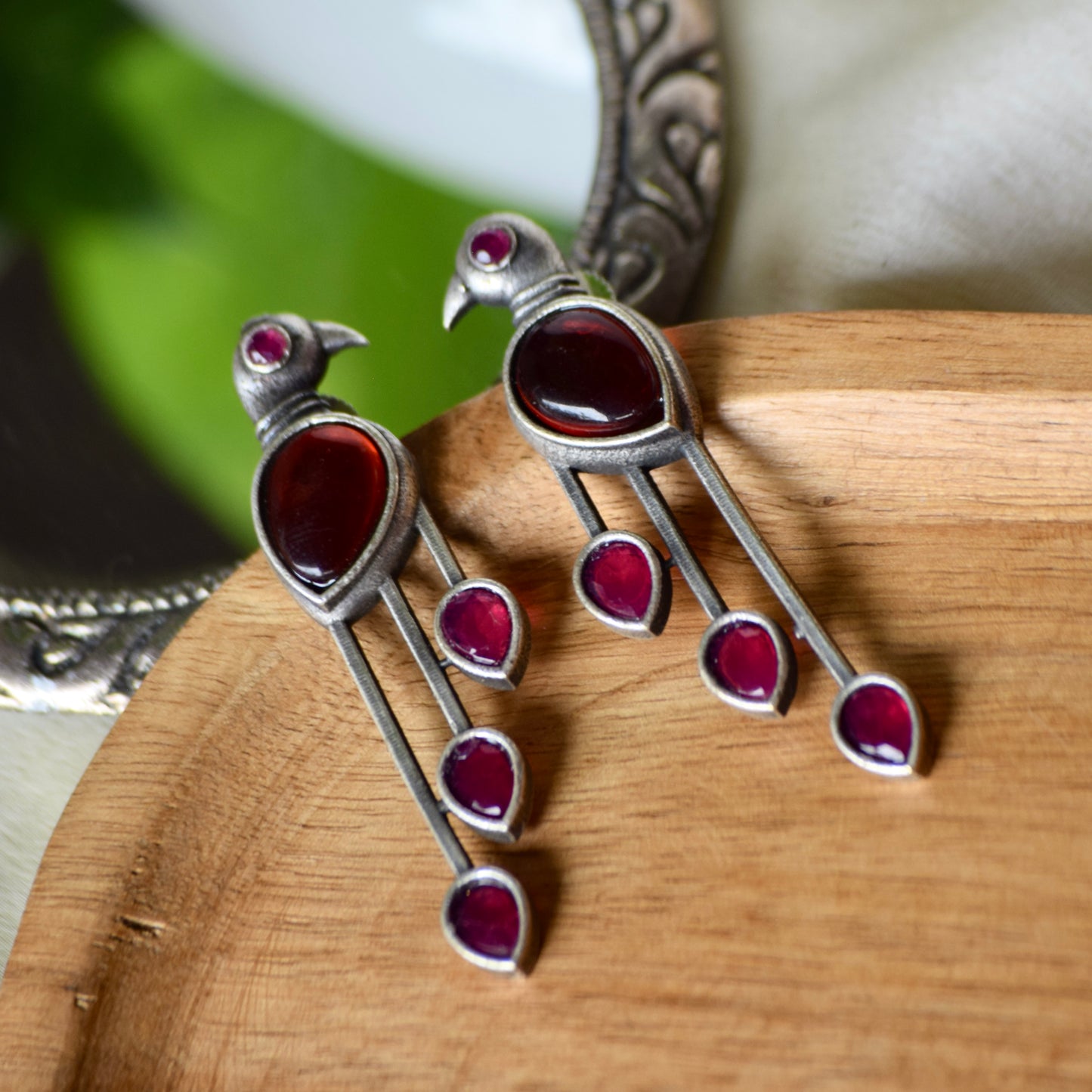 Monalisa Stone peacock Earrings - Bloom - By Sushmita