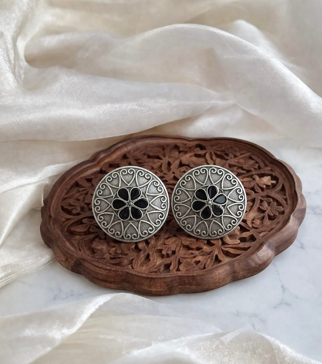 Monalisa stone Statement light-weighted Silver Earrings