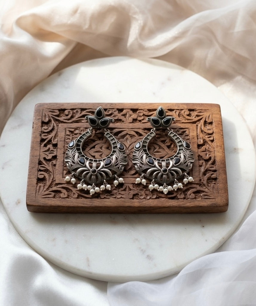 Monalisa stone Statement light-weighted Silver Earrings