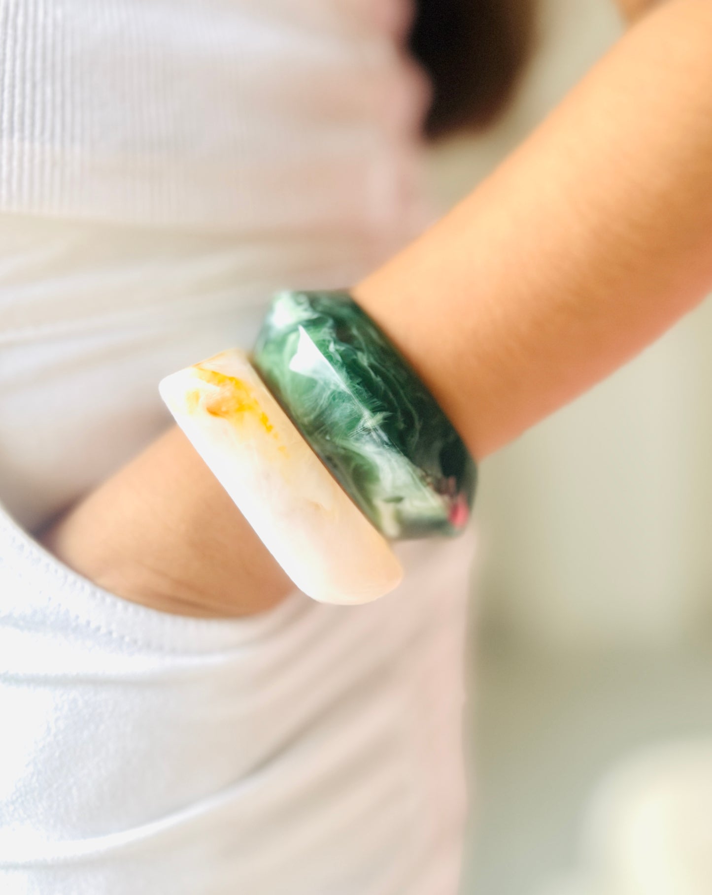 Resin Bracelet Stack / kada 2- piece Set colorful
