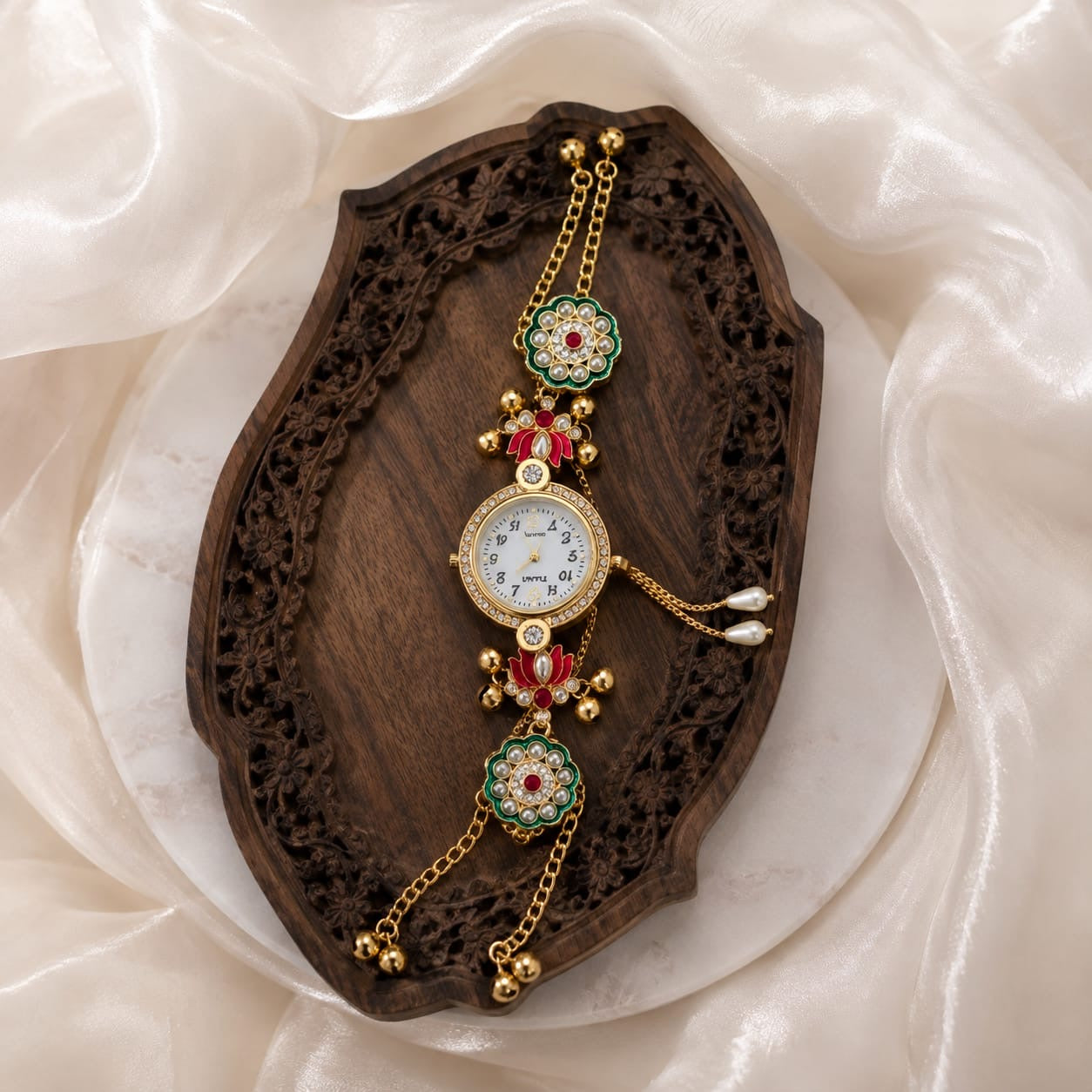 Kundan designed Watch | hand Jewelry