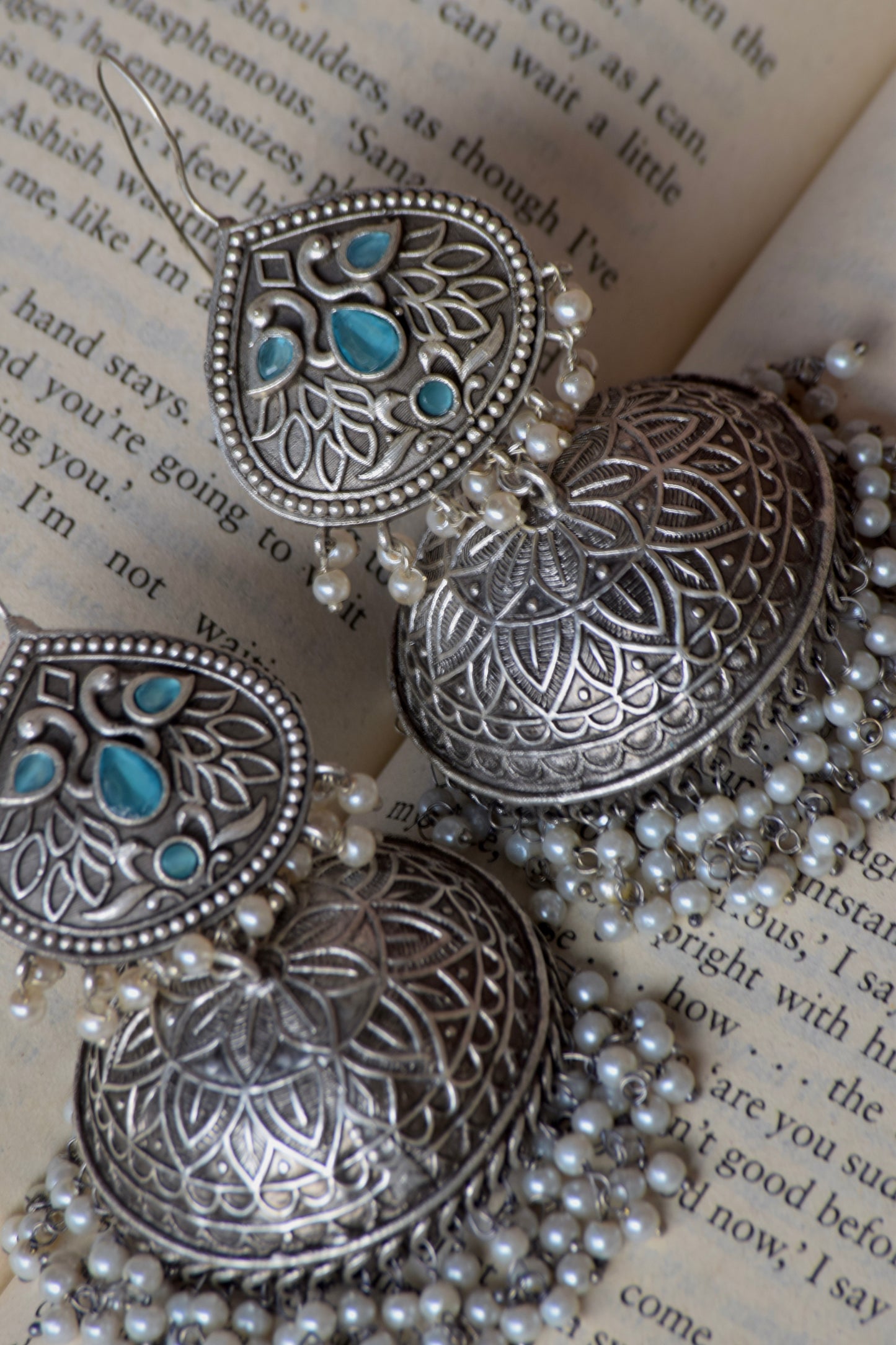 AIRA - Statement Earrings | White pearl Jhumka - Bloom - By Sushmita