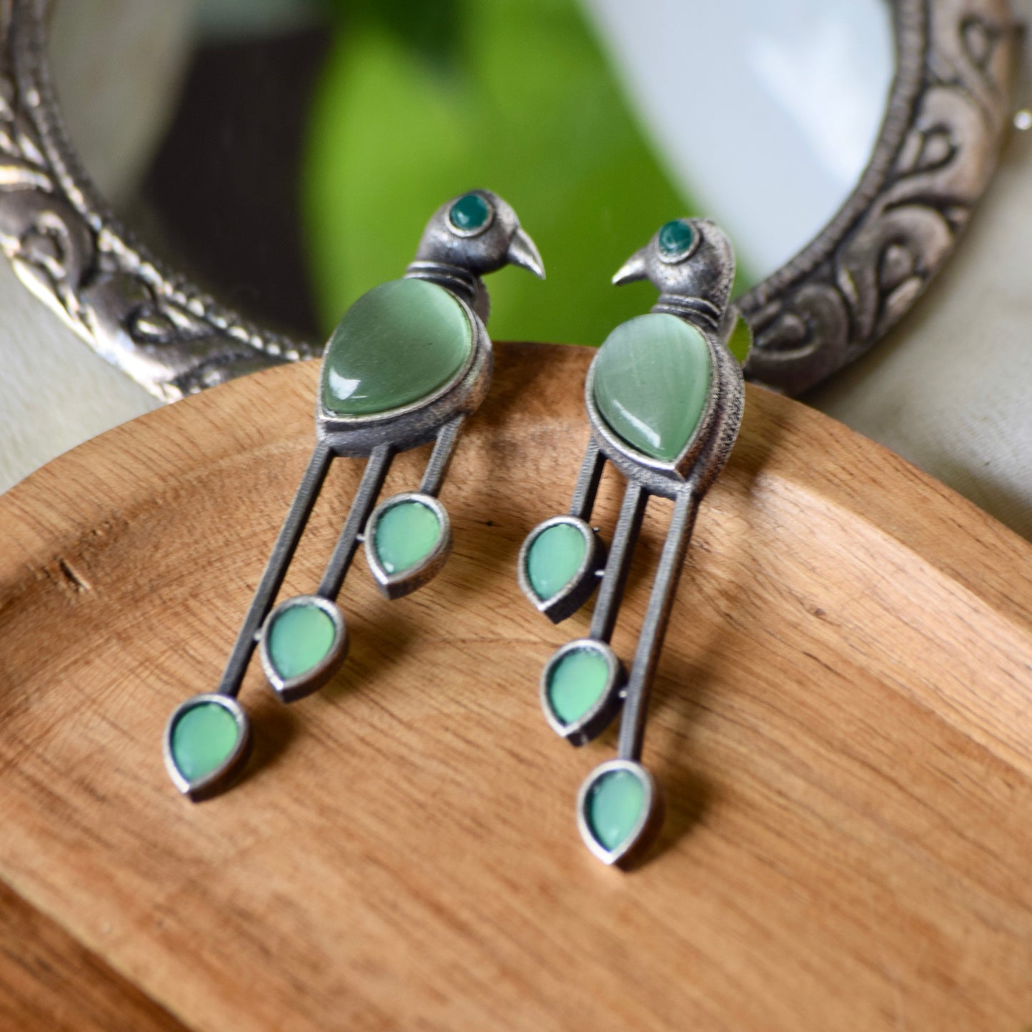 Monalisa Stone peacock Earrings - Bloom - By Sushmita