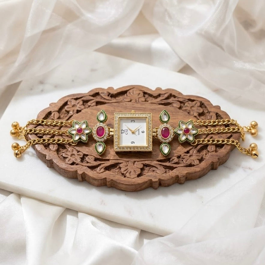 Kundan designed Watch | hand Jewelry