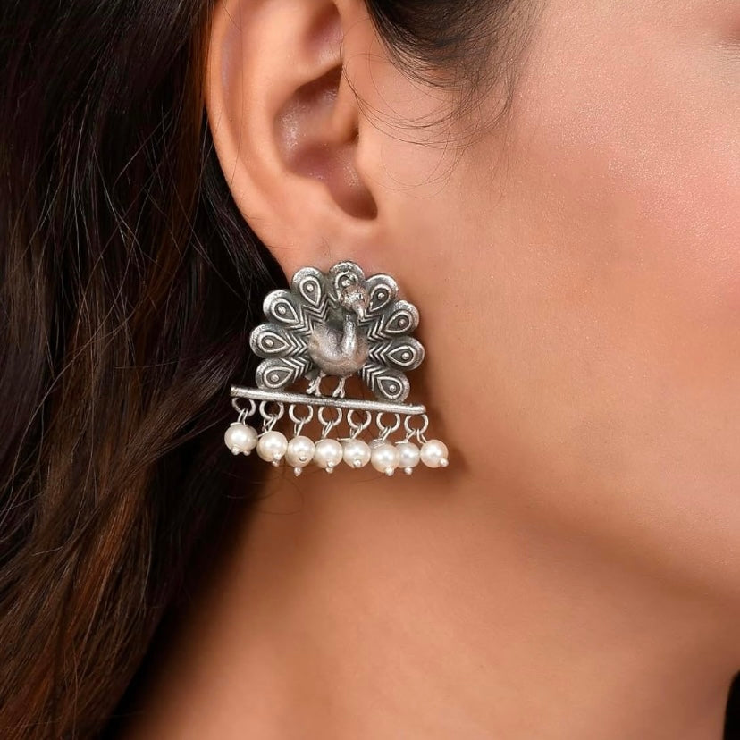 Dancing Peacock Stud Earrings - Bloom - By Sushmita