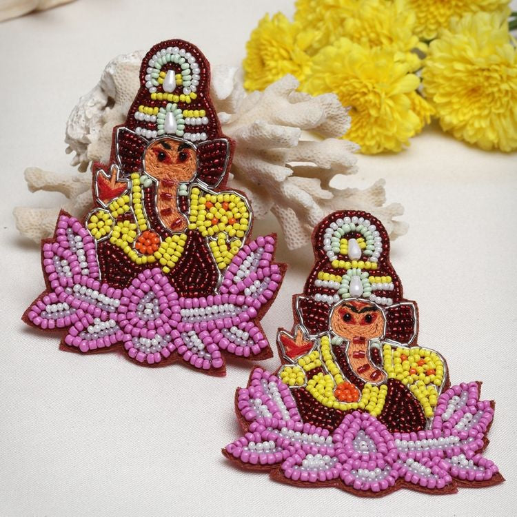 Ganesha Embroidered Earrings - Bloom - By Sushmita