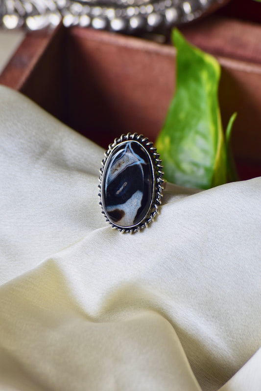 Natural Stone Adjustable Ring - Bloom - By Sushmita