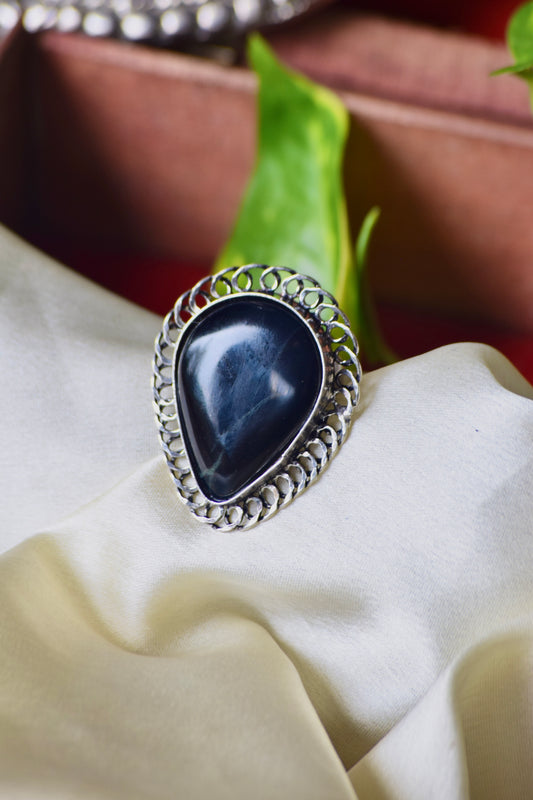 Natural Stone Adjustable Ring - Bloom - By Sushmita