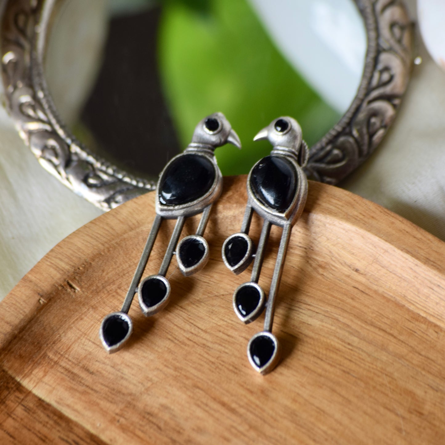 Monalisa Stone peacock Earrings - Bloom - By Sushmita