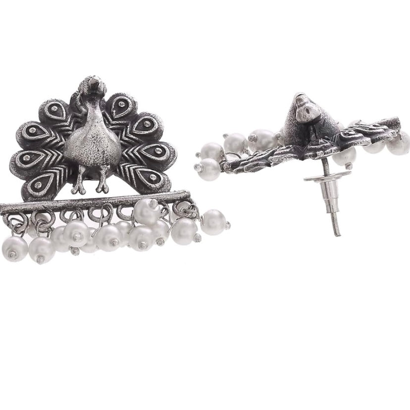 Dancing Peacock Stud Earrings - Bloom - By Sushmita