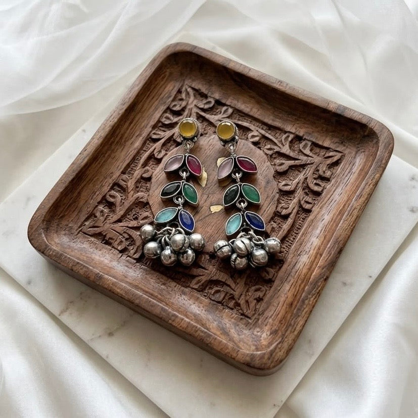 Zircon stone Jhumka Collection | German Silver Earrings