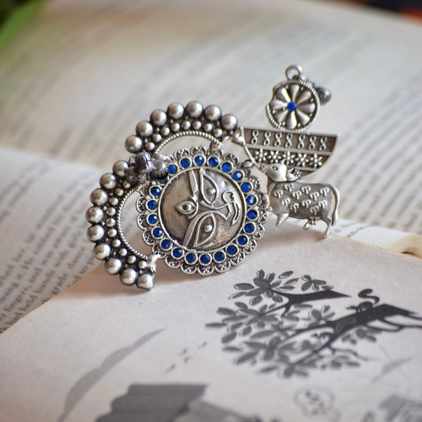 Fusion Ring Default Title oxidised German silver Rings ethnic statement jewellery for saree kurta lehengas outfits by Bloom - By Sushmita India