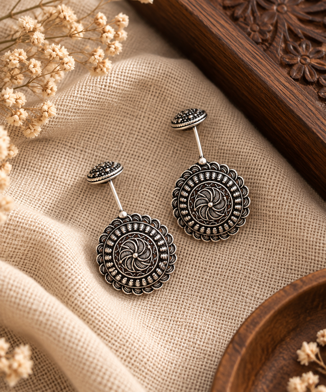 Clip on silver bugadi | Non piercing Ear cuffs | Earrings