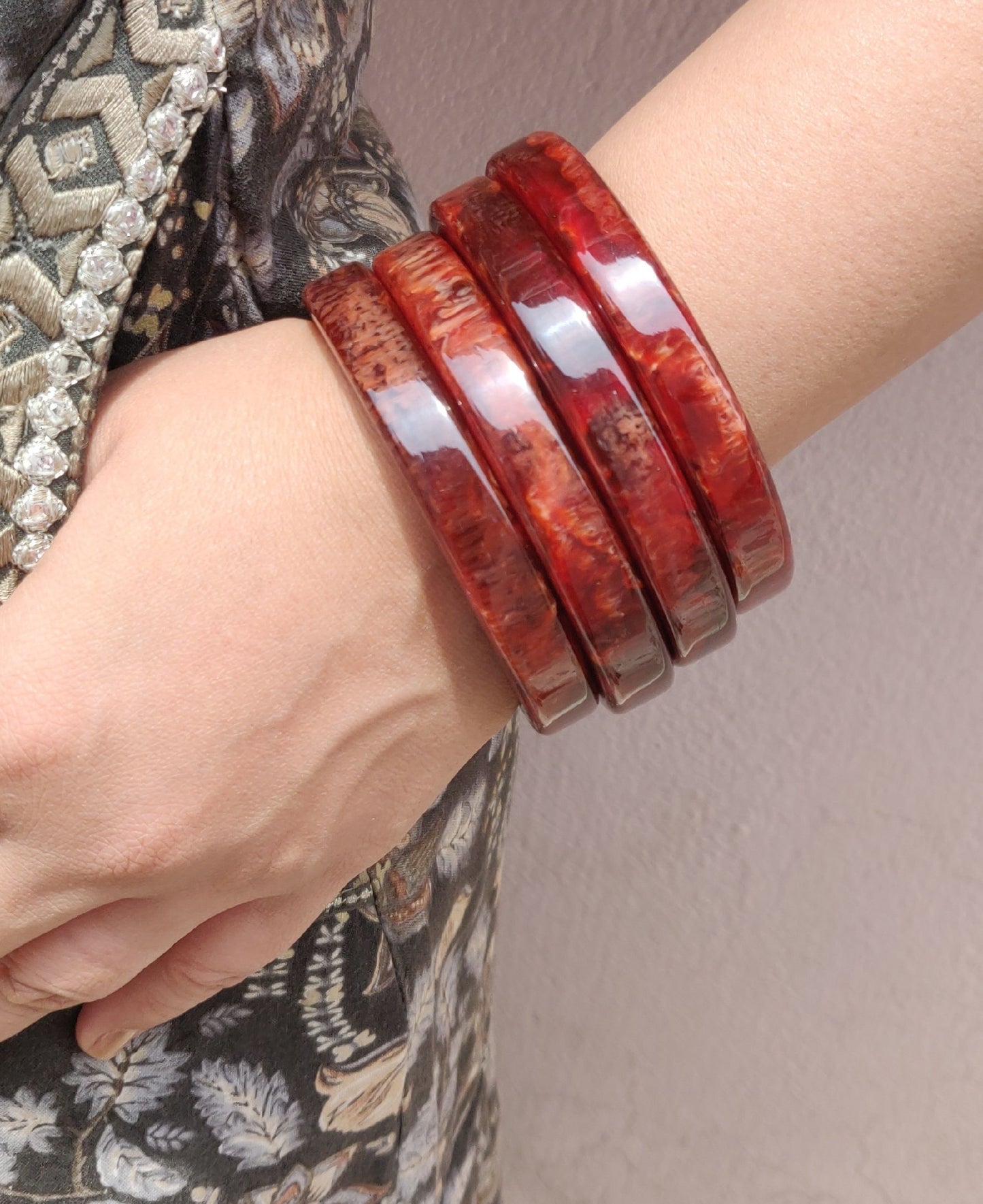 Resin Bracelet Stack / kada 4- piece set