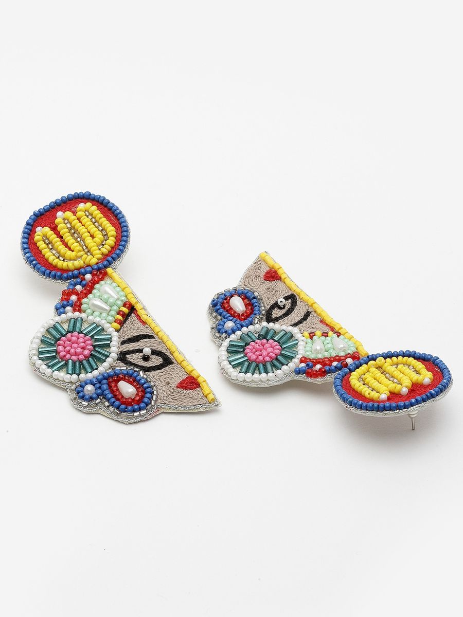 Maa durga Embroidered Earrings - Bloom - By Sushmita