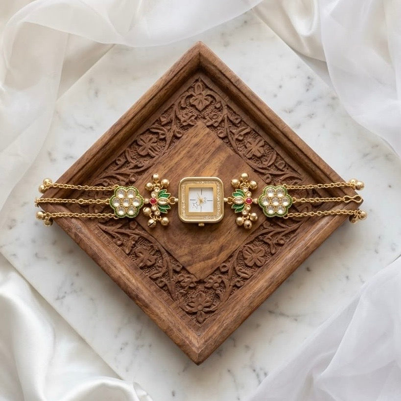Kundan designed Watch | hand Jewelry