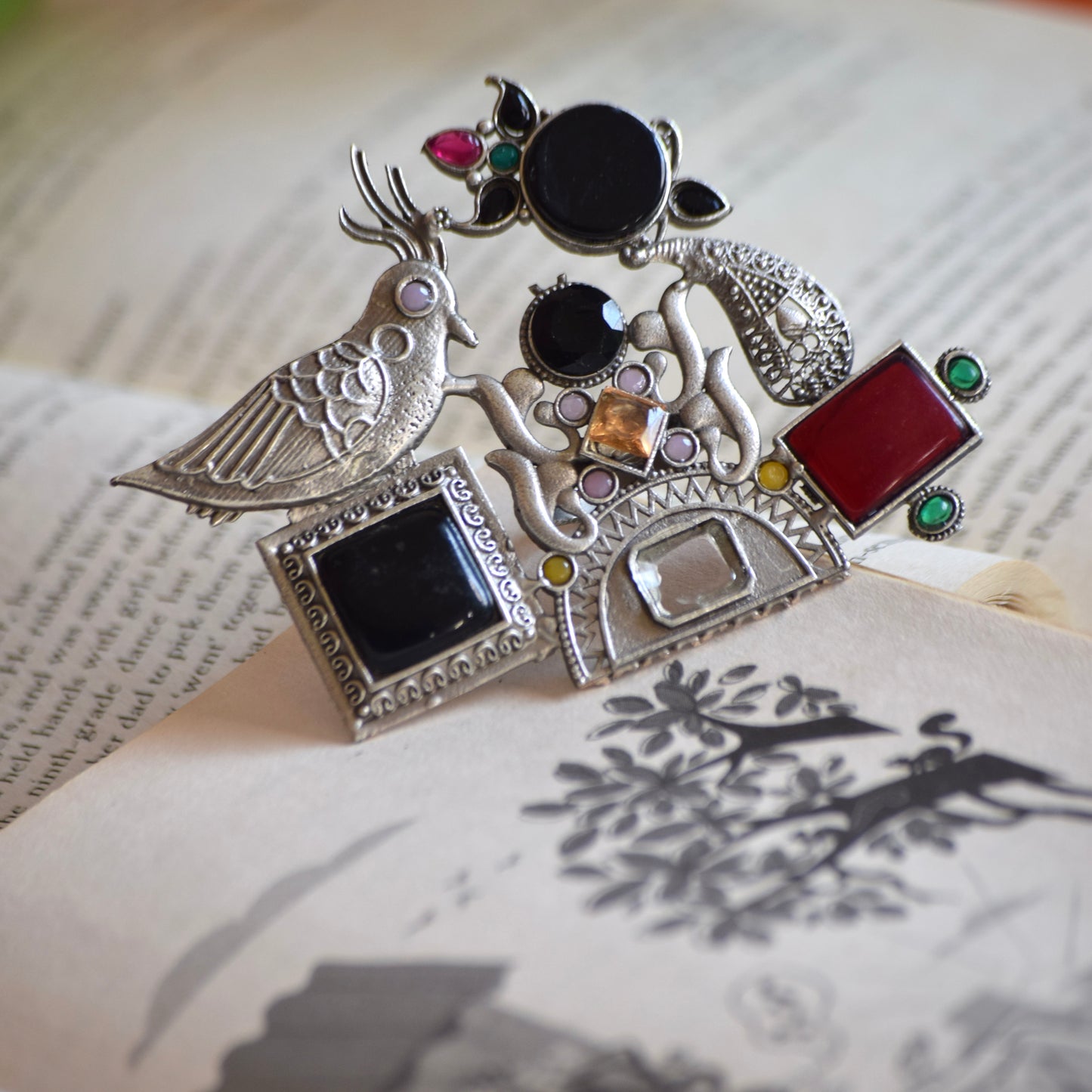 Fusion Ring Default Title oxidised German silver Rings ethnic statement jewellery for saree kurta lehengas outfits by Bloom - By Sushmita India