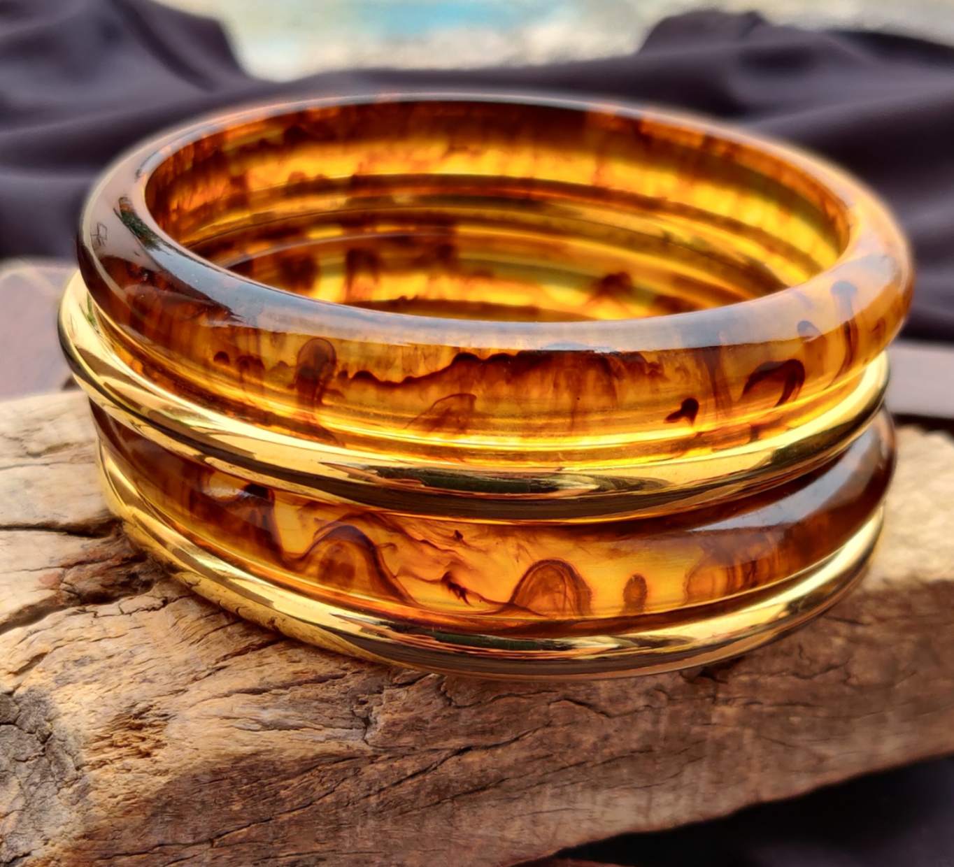 Resin Bracelet Stack / kada 4- piece set