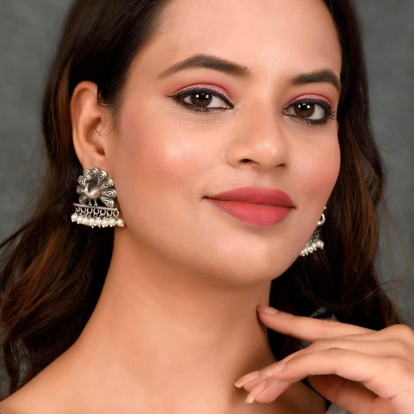 Dancing Peacock Stud Earrings - Bloom - By Sushmita
