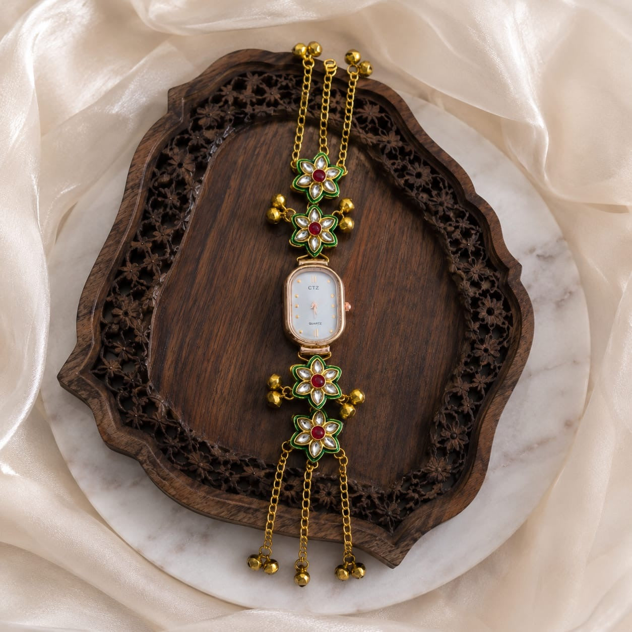 Kundan designed Watch | hand Jewelry