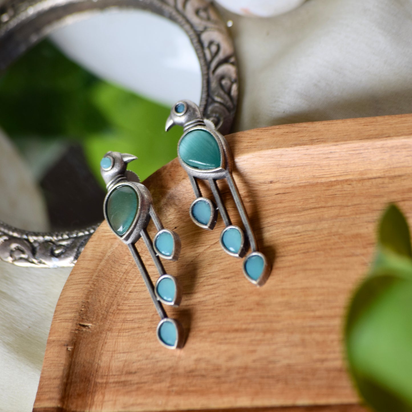 Monalisa Stone peacock Earrings - Bloom - By Sushmita