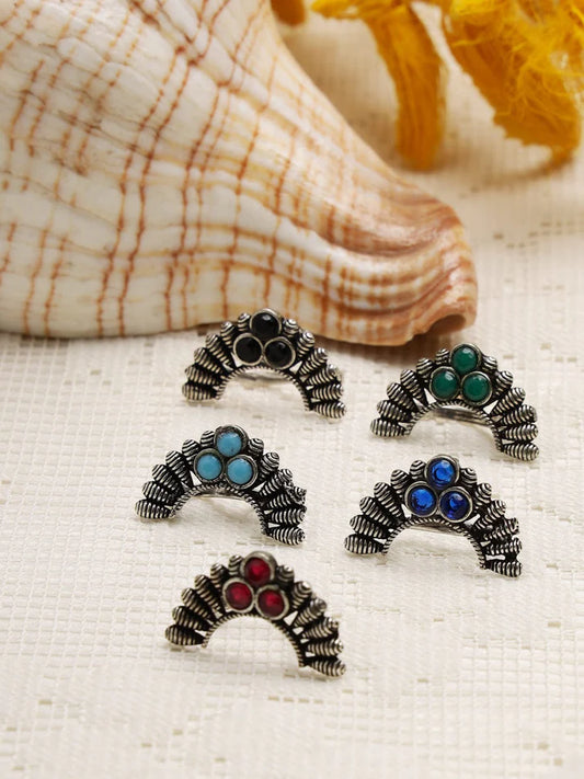 Maharashtrian Nath nose Ring | set of five assorted color - Bloom - By Sushmita