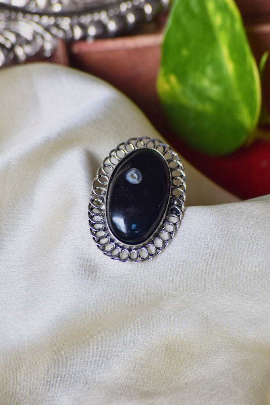 Natural Stone Adjustable Ring - Bloom - By Sushmita