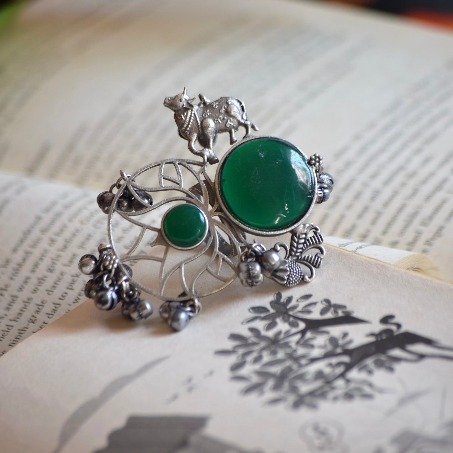 Fusion Ring oxidised German silver Rings saree kurta Bloom - By Sushmita India Navratri Diwali Ganpati holi Eid