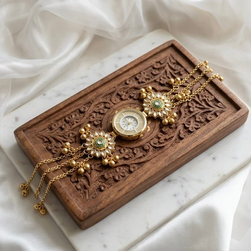 Kundan designed Watch | hand Jewelry