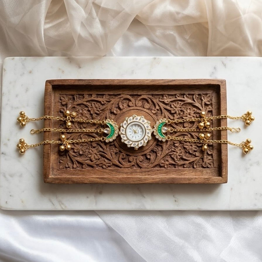Kundan designed Watch | hand Jewelry