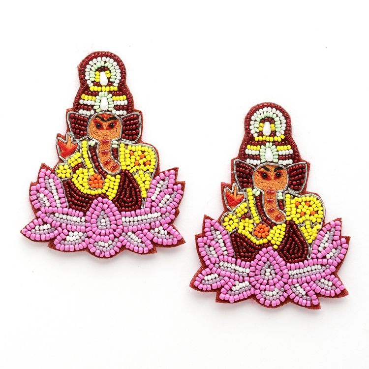 Ganesha Embroidered Earrings - Bloom - By Sushmita