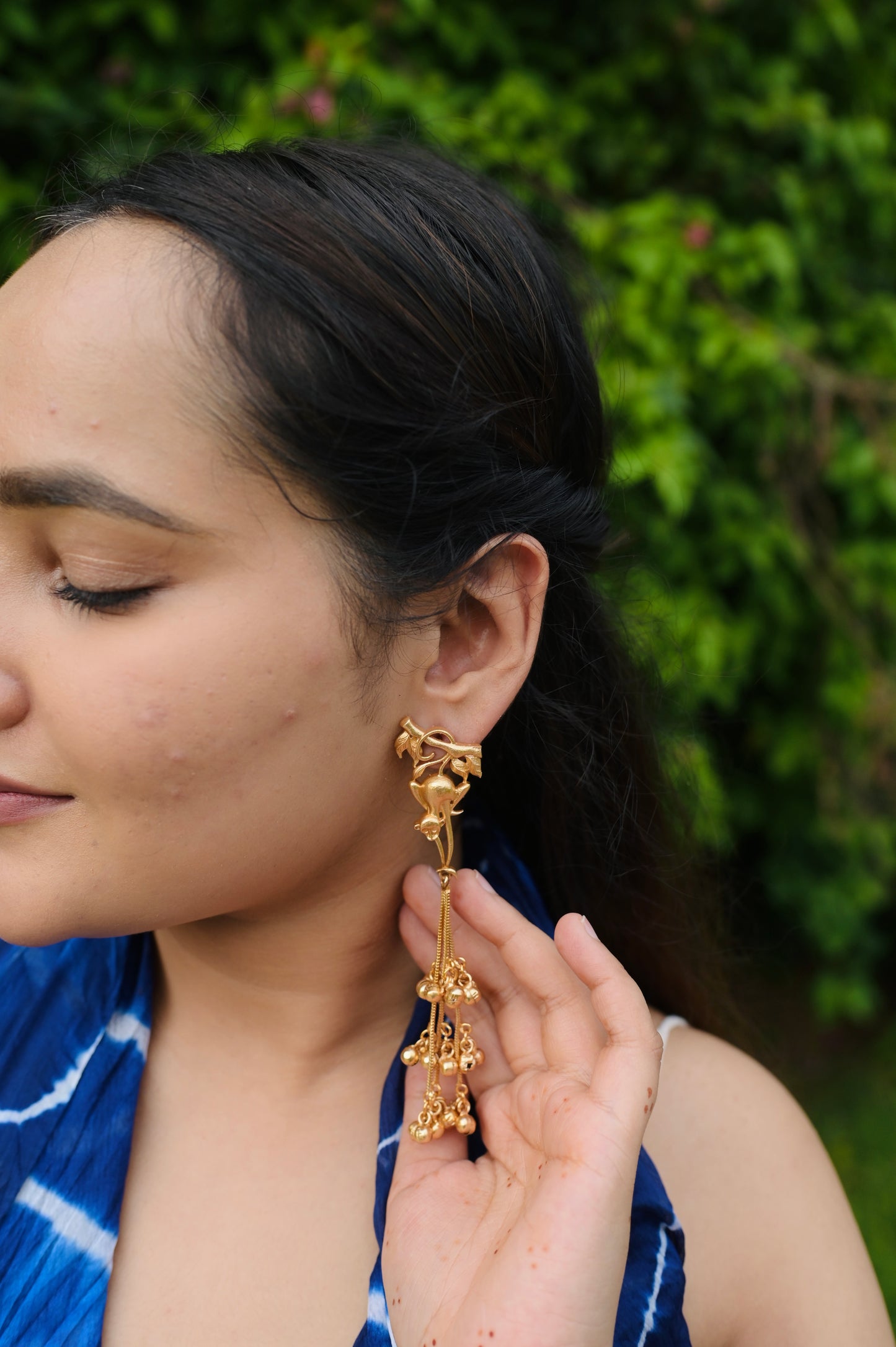 baanar | Golden Ghungru tassel Jhumka Earring
