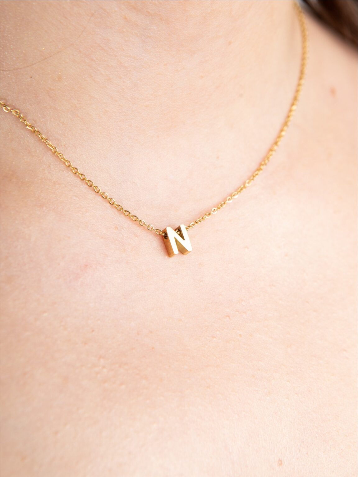 18k Gold plated Anti tarnish Initial Chain Necklace