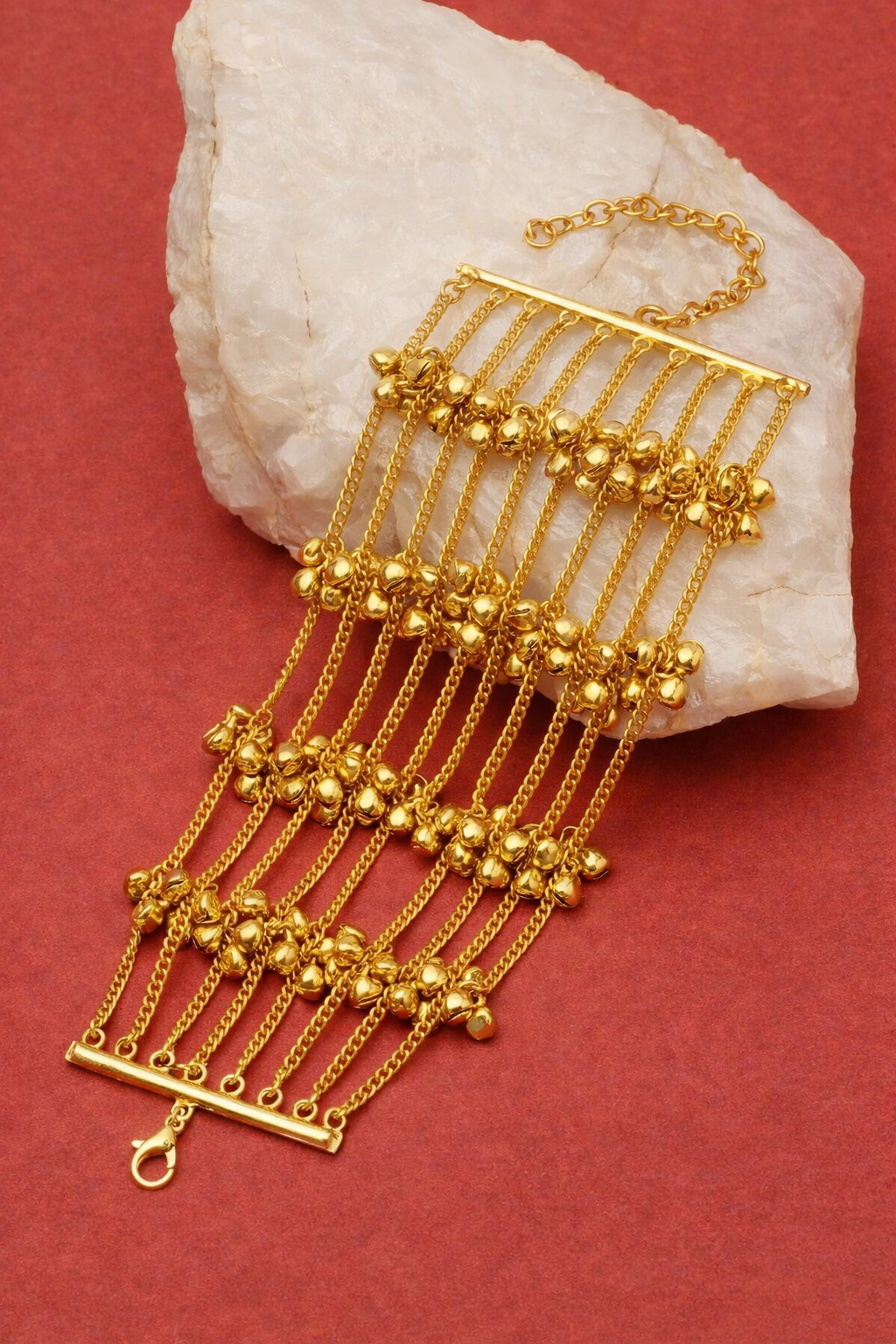 Gold plated ghungroo Bracelet oxidised German silver Bracelets saree kurta Bloom - By Sushmita India Navratri Diwali Ganpati holi Eid
