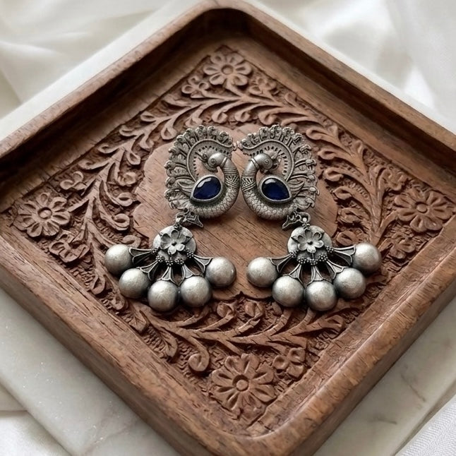 Peacock Collection | German Silver Earrings