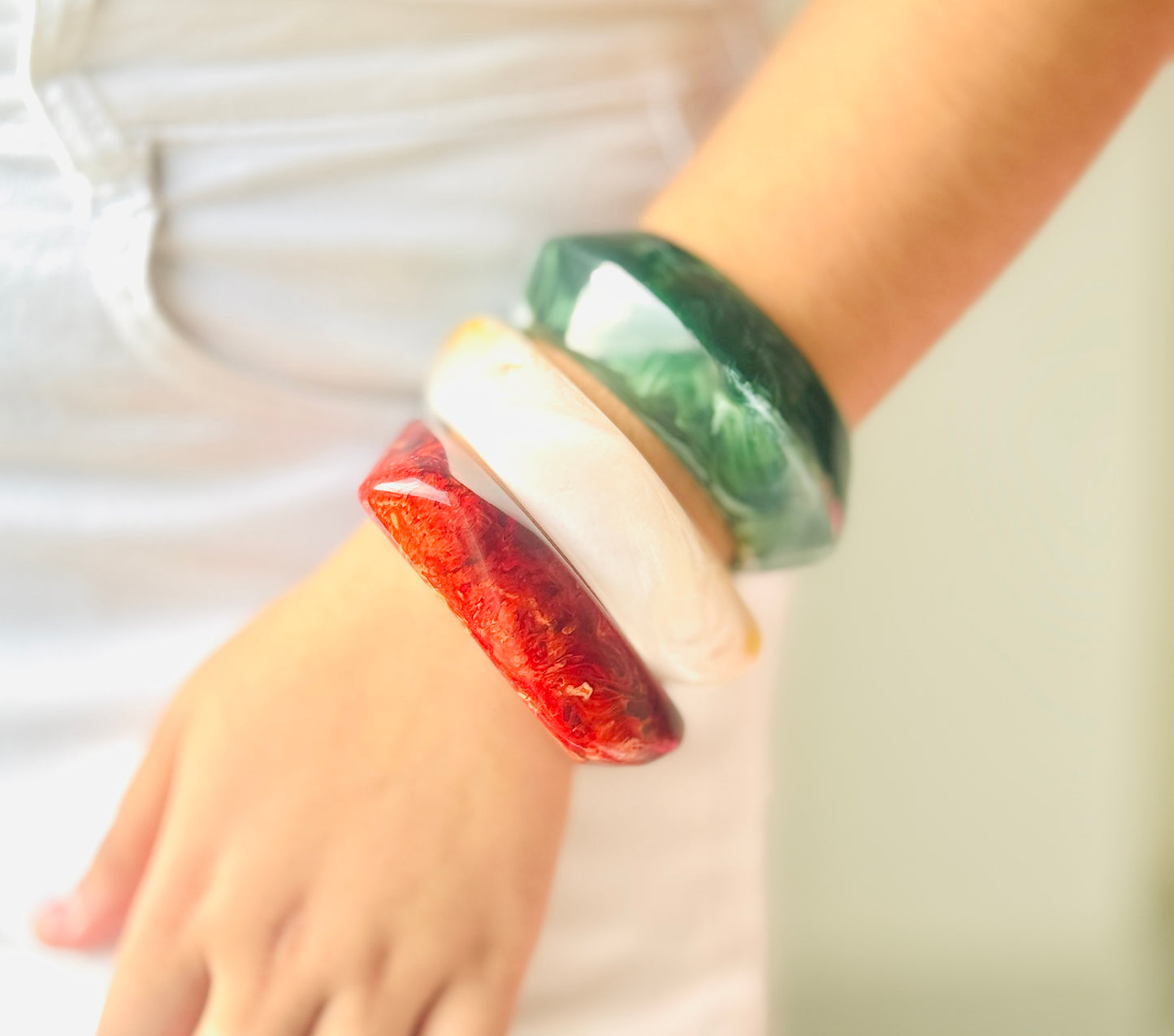 Resin Bracelet Stack / kada 3- piece Set colorful