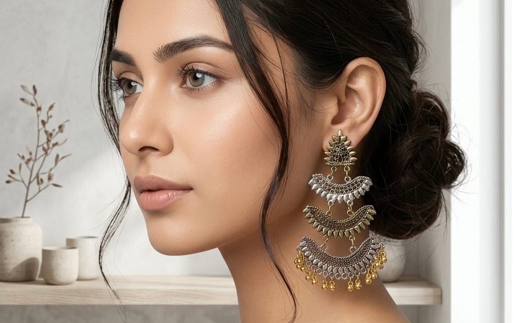 Dual tone layered jhumka