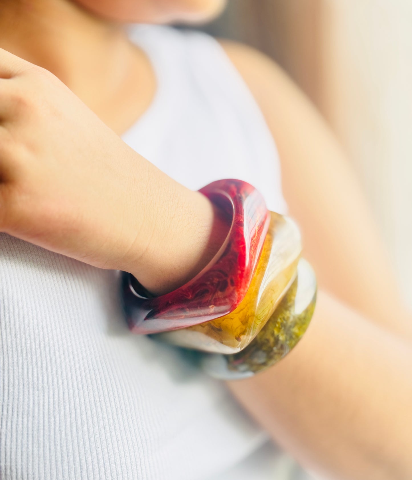 Resin Bracelet Stack / kada 3- piece Set colorful