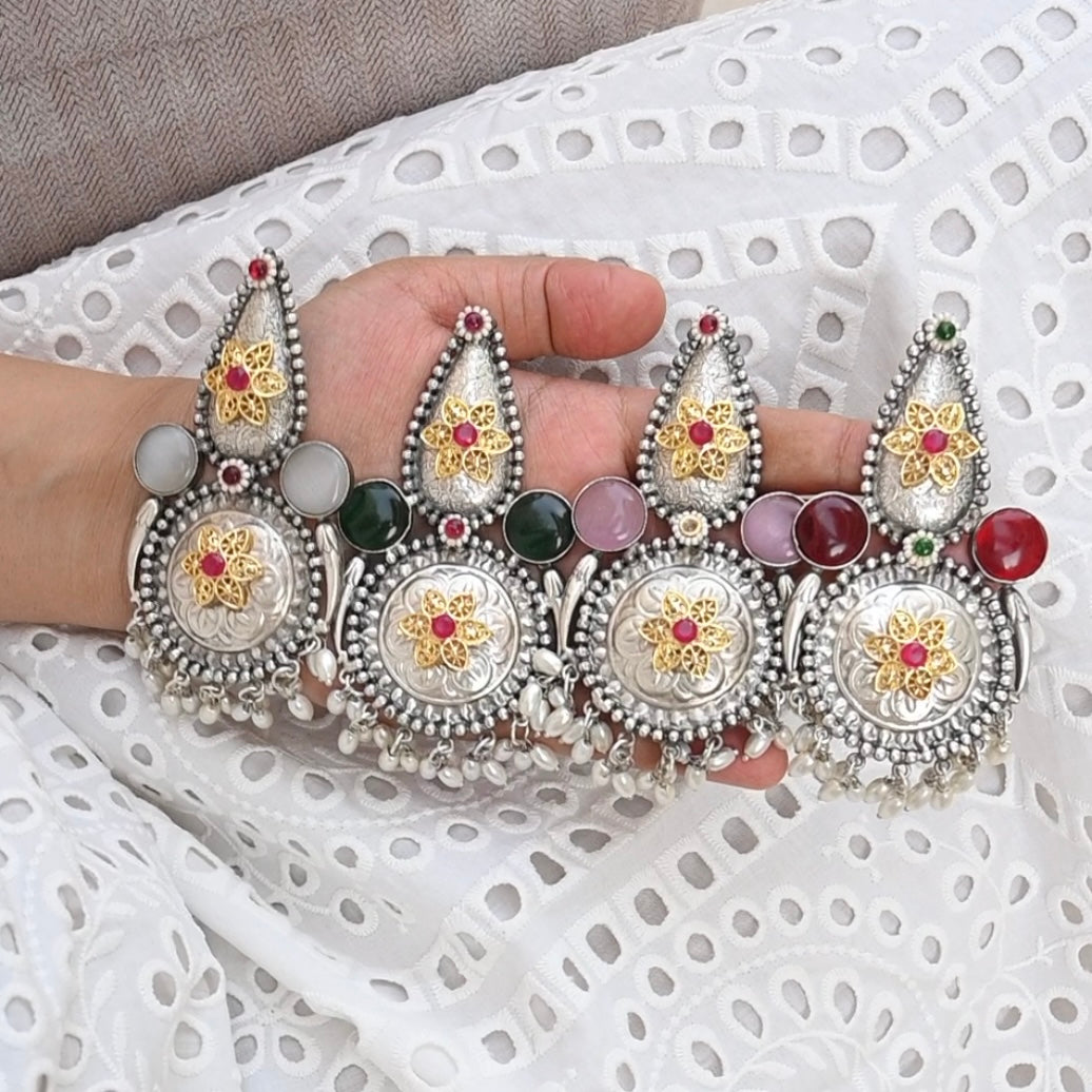 RANI Monalisa stone white pearl Jhumka - Bloom - By Sushmita