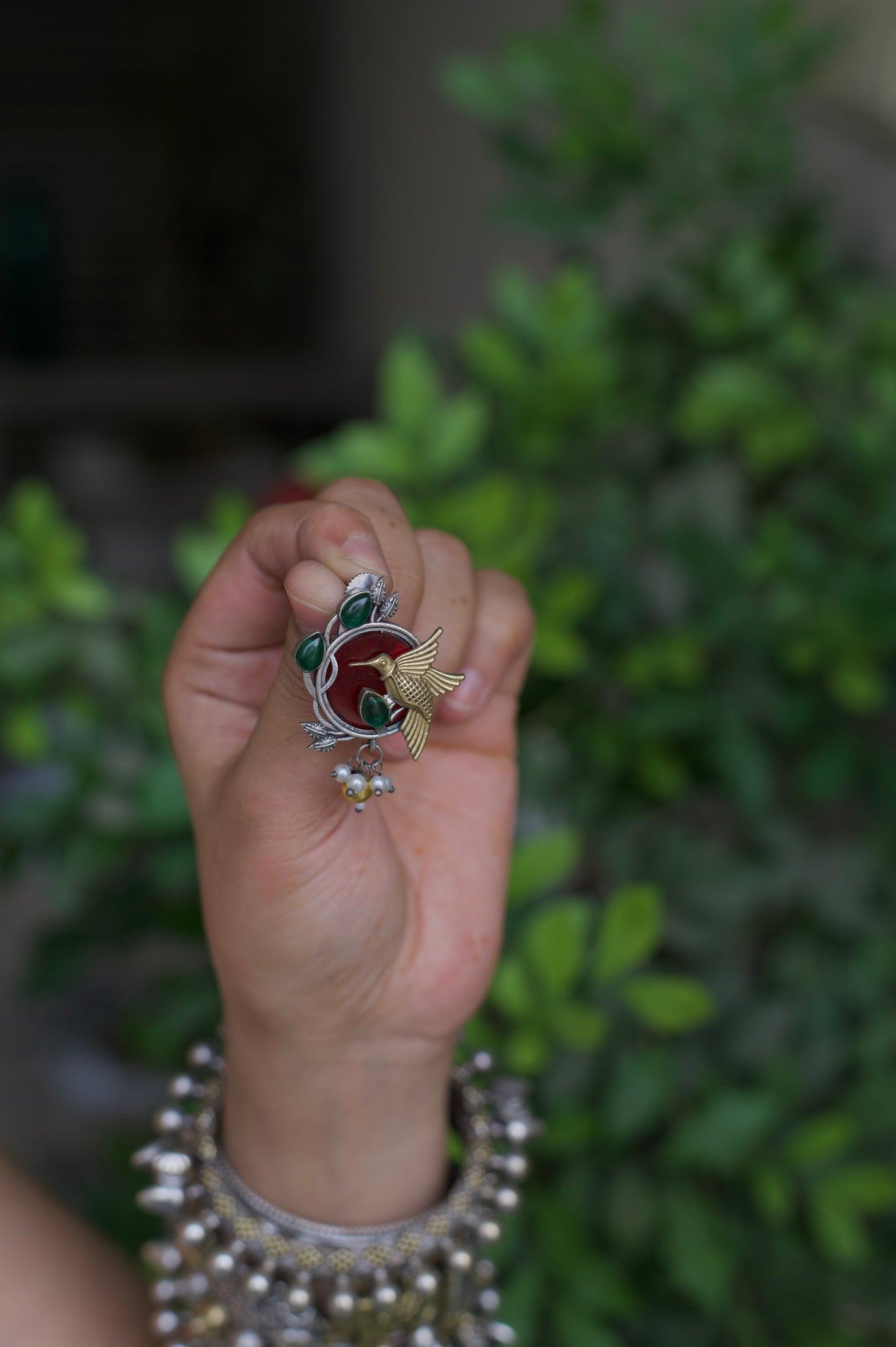 Monalisa bird round Stone earrings