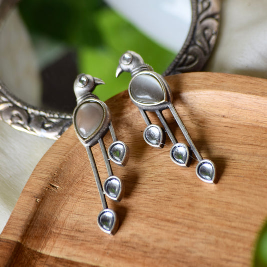 Monalisa Stone peacock Earrings - Bloom - By Sushmita