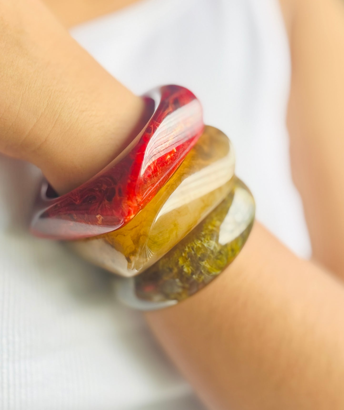 Resin Bracelet Stack / kada 3- piece Set colorful
