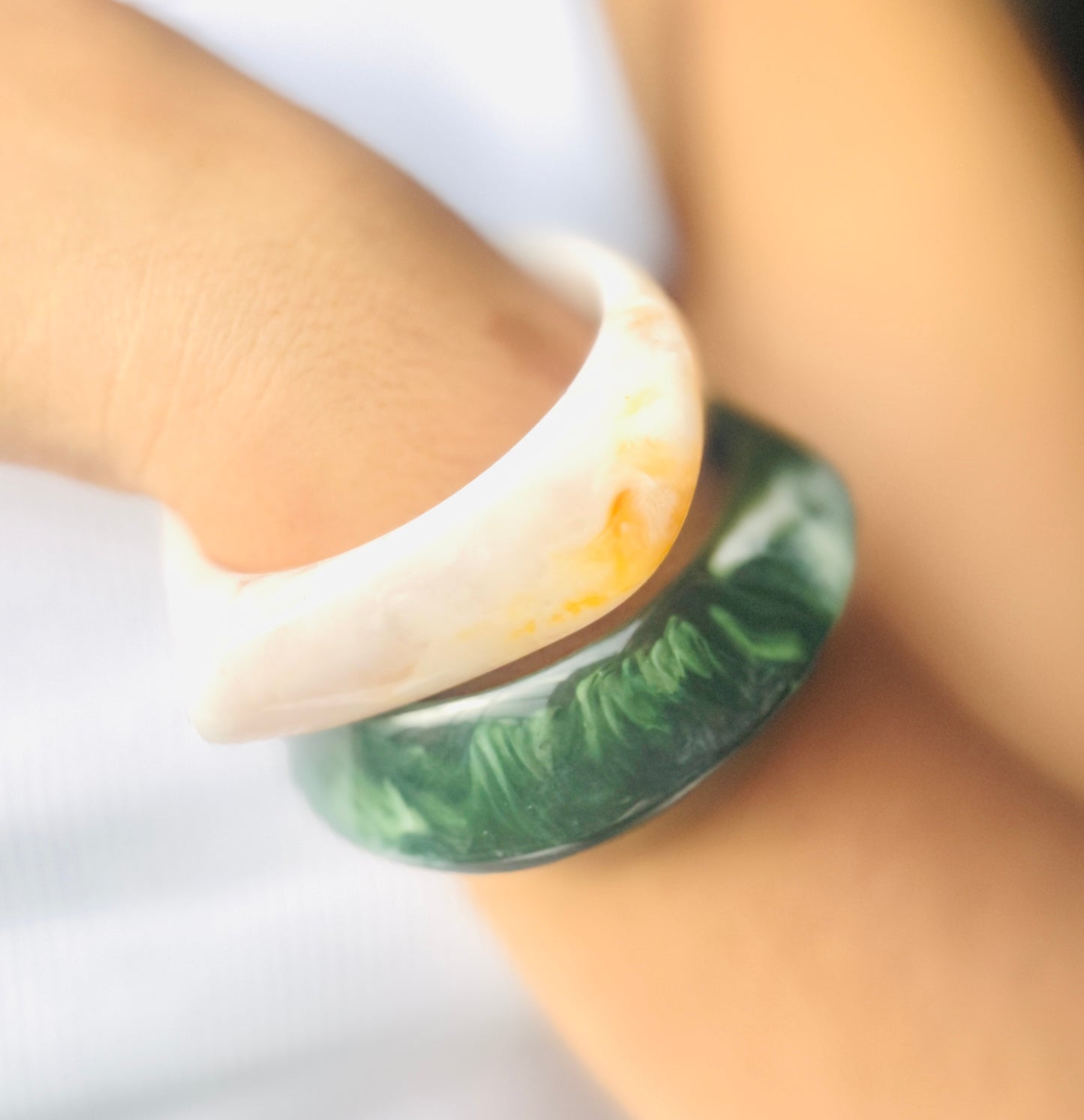 Resin Bracelet Stack / kada 2- piece Set colorful